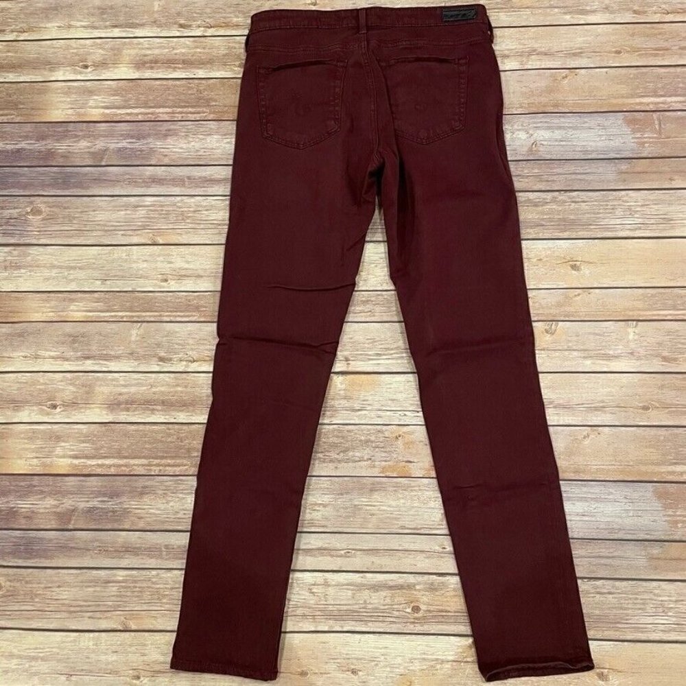 AG Adriano Goldschmied Burgundy Sateen Prima Cigarette Leg Jeans DCU - Picture 2 of 7